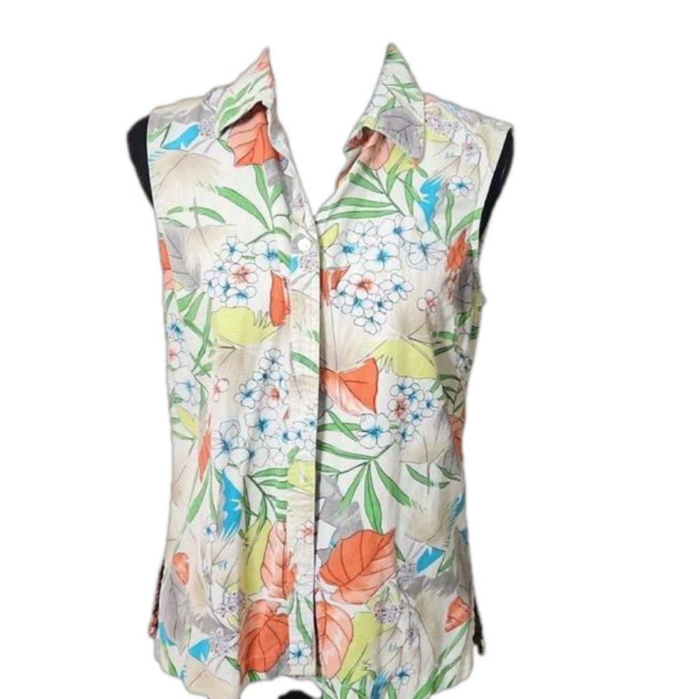 Izod - washable silk sleeveless floral top, size 10